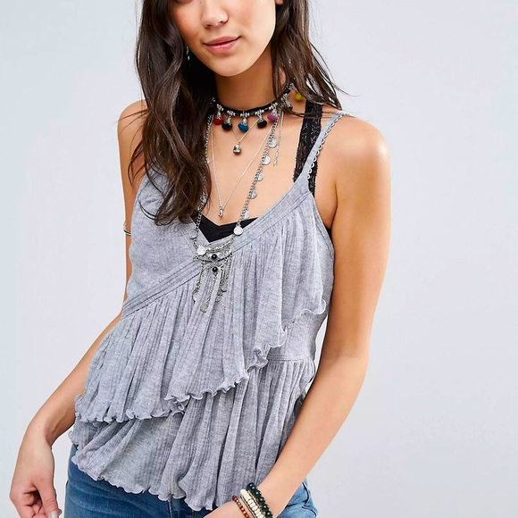 FREE PEOPLE Melbourne Solid Frill Tank Top - Picture 1 of 11